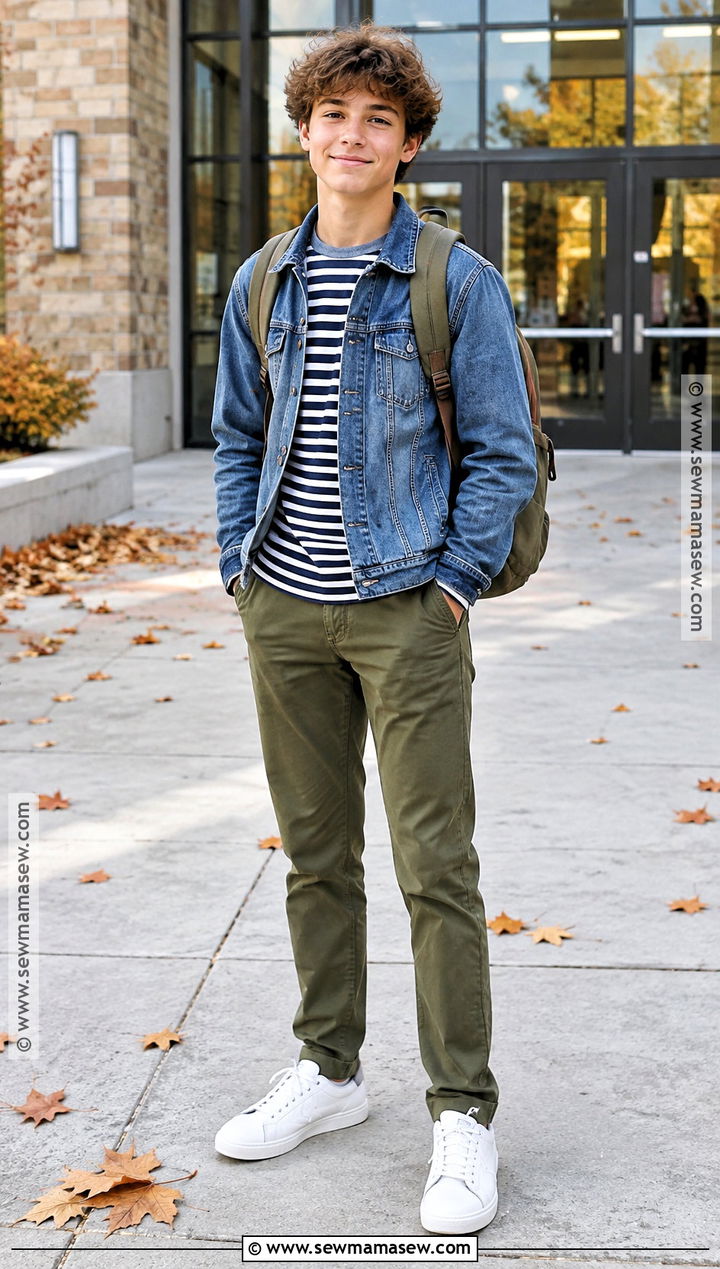 Boys Denim Jacket And Chinos Fall Outfit - 20 boys fall outfits for kids