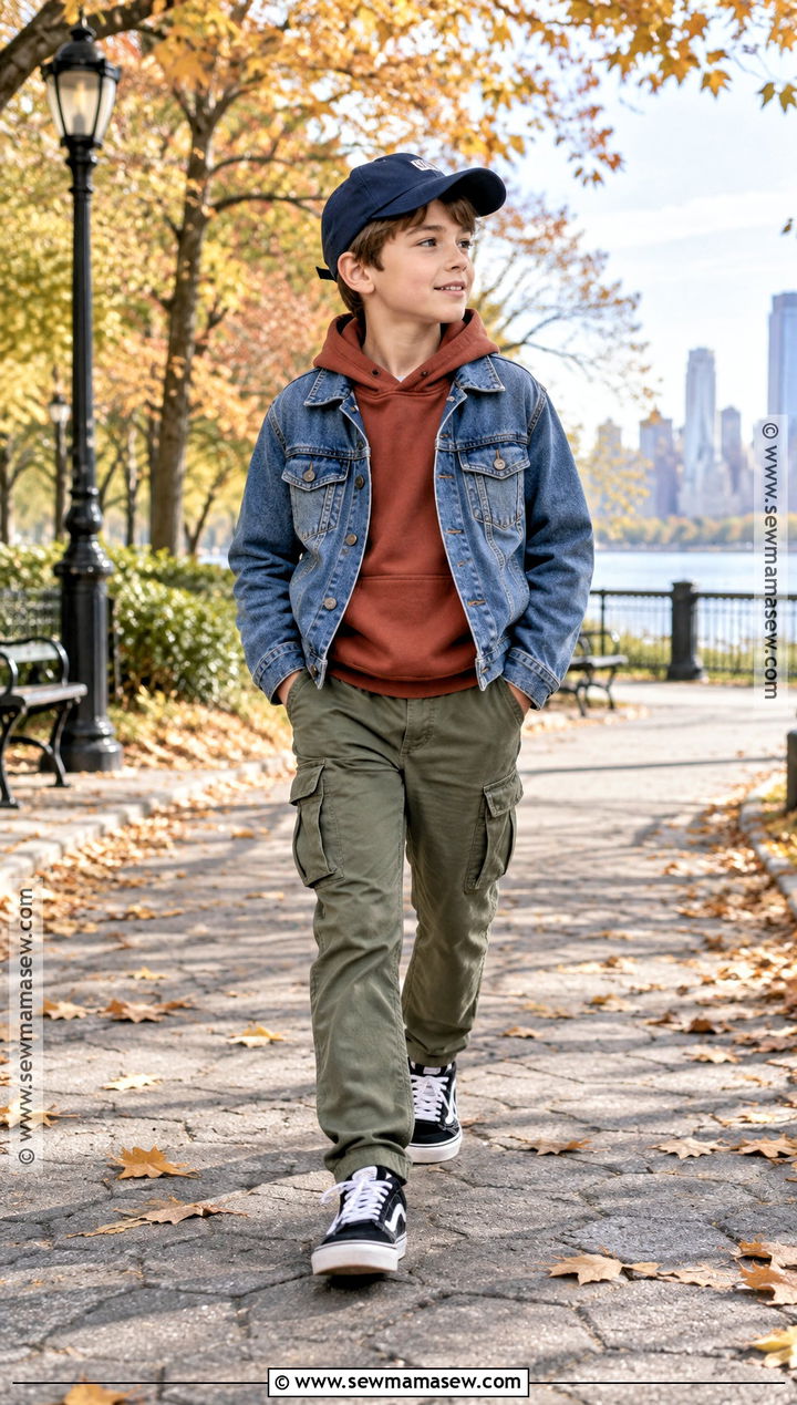 Boys Denim Jacket With Hoodie Fall Outfit - 15 kids fall outfits for boys
