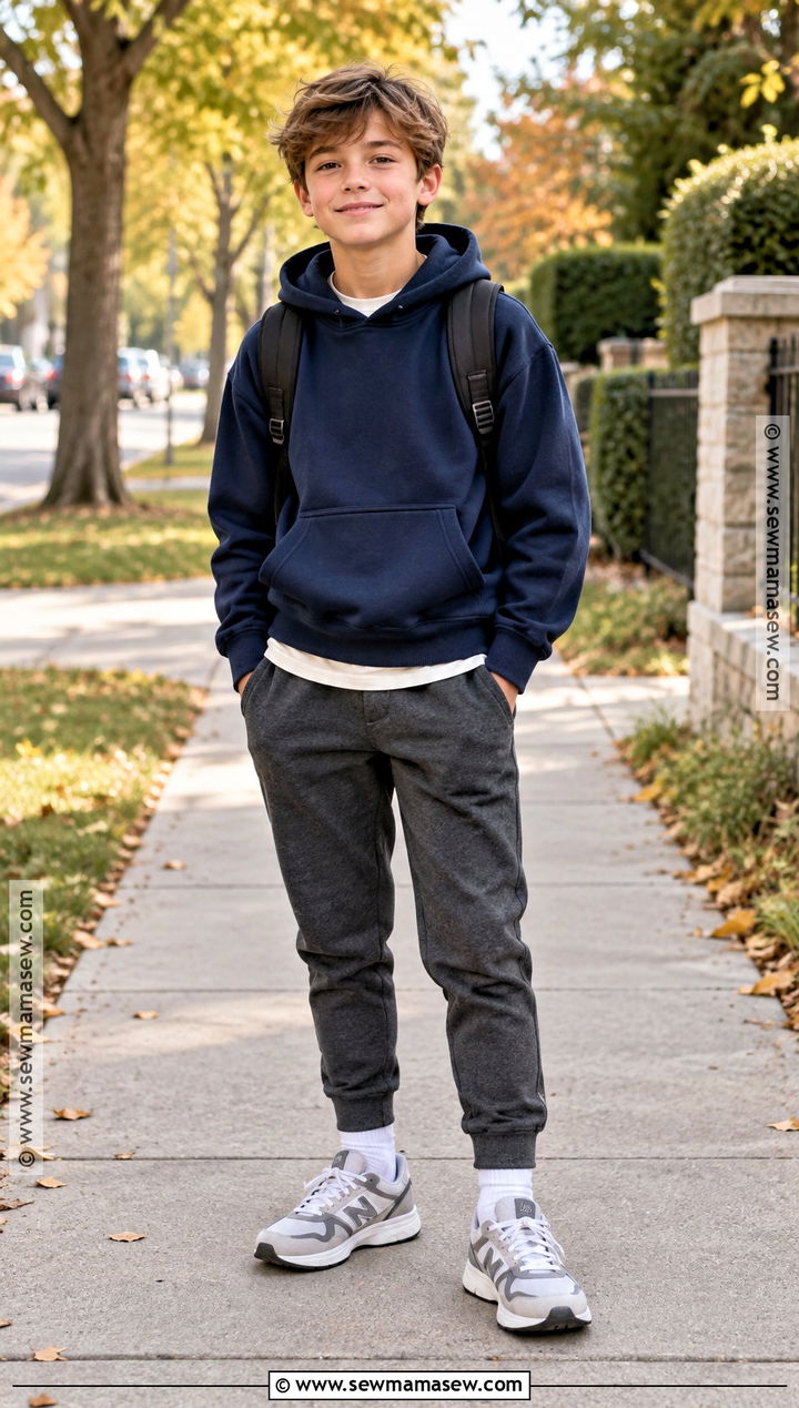 Boys Fall Outfit With Hoodie and Joggers - 15 boys fall capsule wardrobe ideas