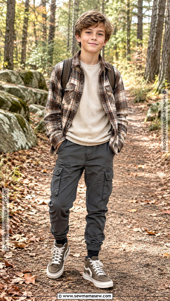 Boys Flannel Shacket With Thermal Shirt And Joggers - 15 boys fall clothes