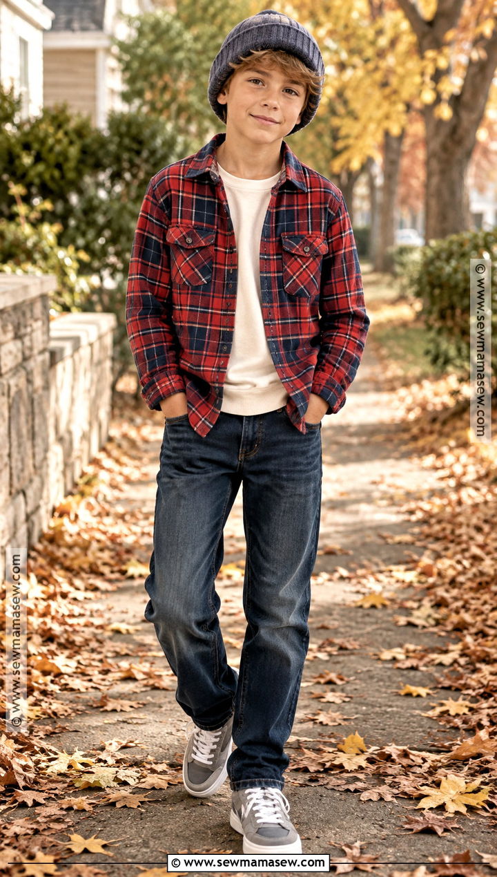Boys Flannel Shirt And Jeans Fall Outfit - 20 boys fall outfits for kids