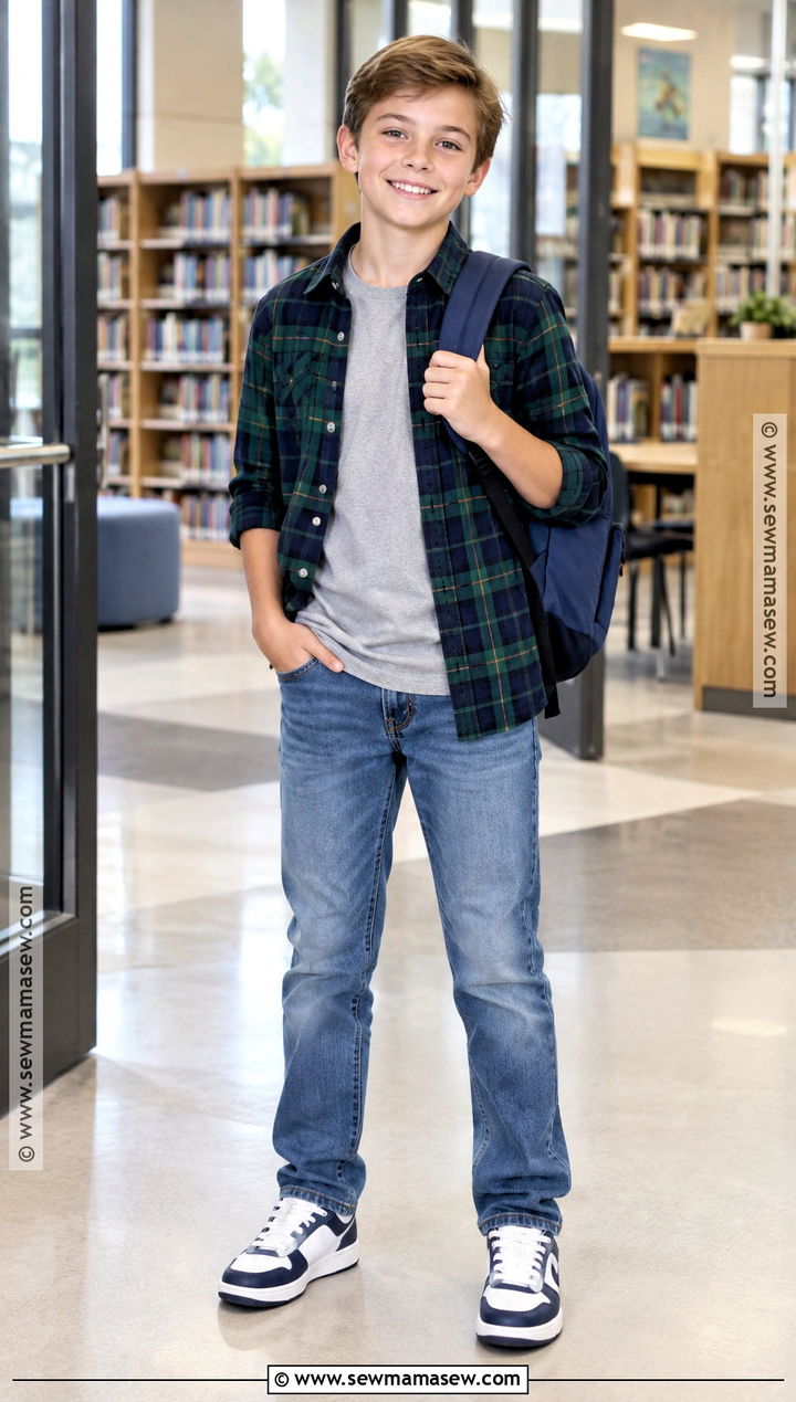 Boys Flannel Shirt And Jeans Outfit - 15 boys capsule wardrobe back to school ideas