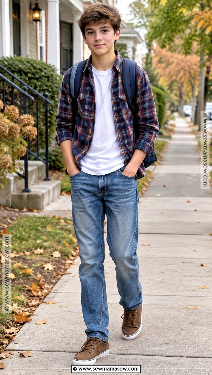 Boys Flannel Shirt and Jeans Outfit - 15 Casual Fall Outfits for Boys