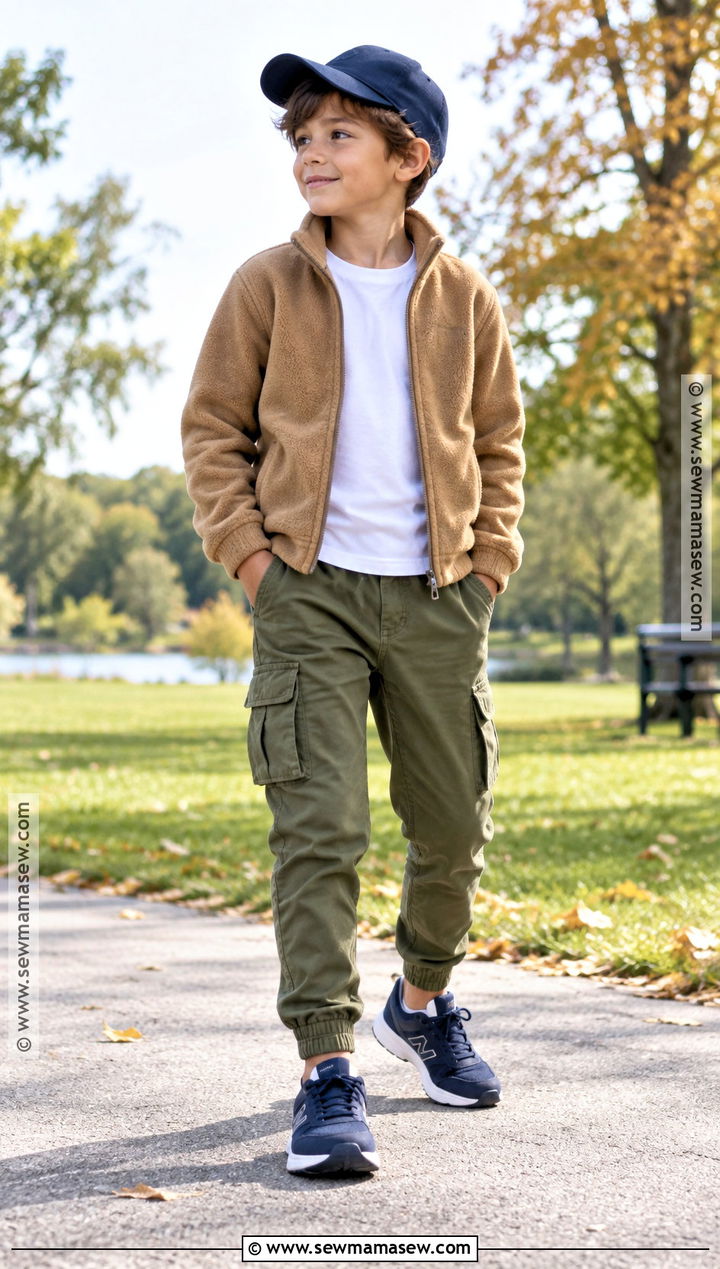 Boys Fleece Jacket With Cargo Joggers And Trainers - 15 boys fall clothes