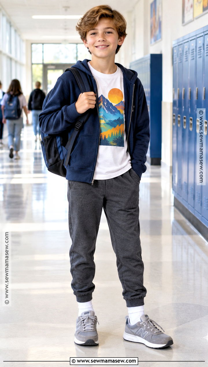 Boys Graphic Tee And Joggers Outfit - 15 boys back to school clothes