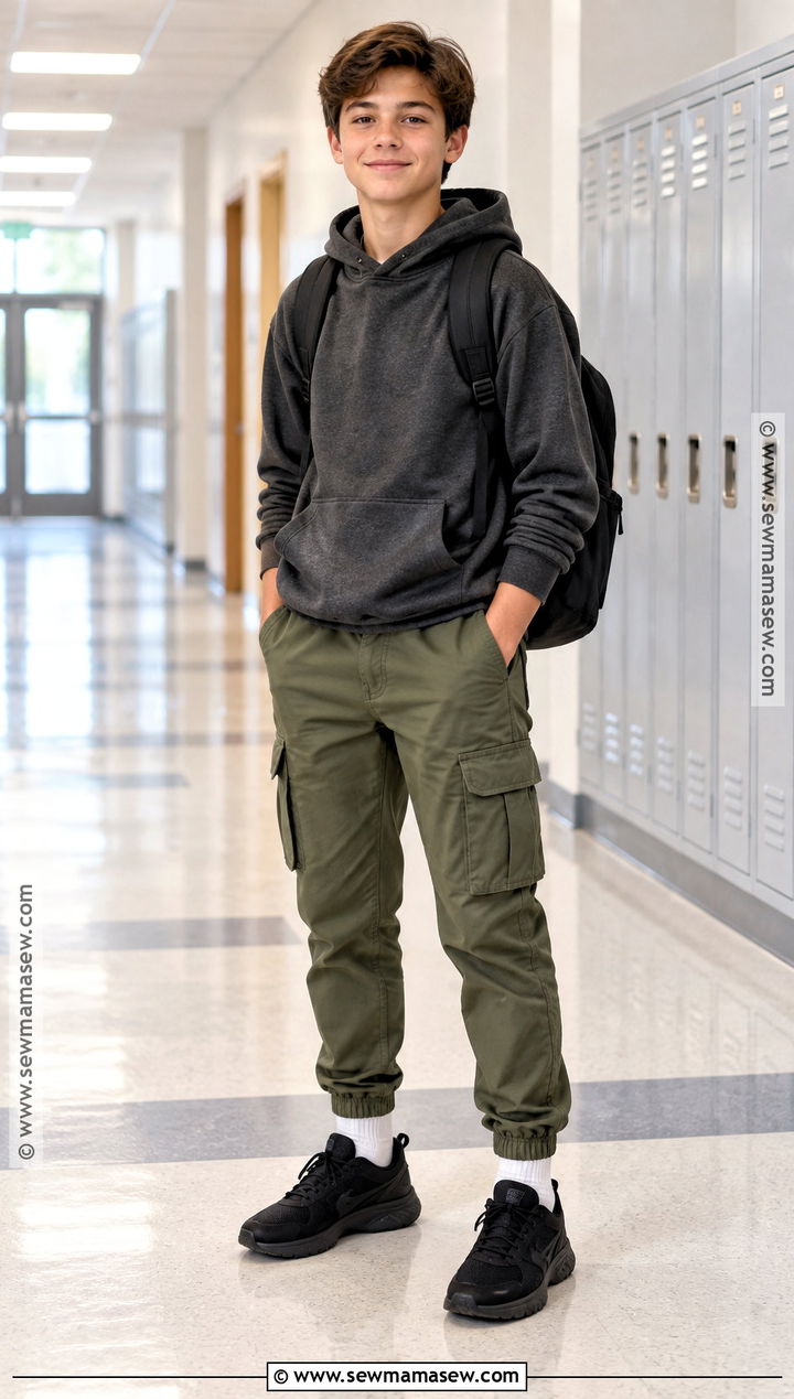 Boys Hoodie And Cargo Pants Outfit - 20 Back To School Outfits for Boys