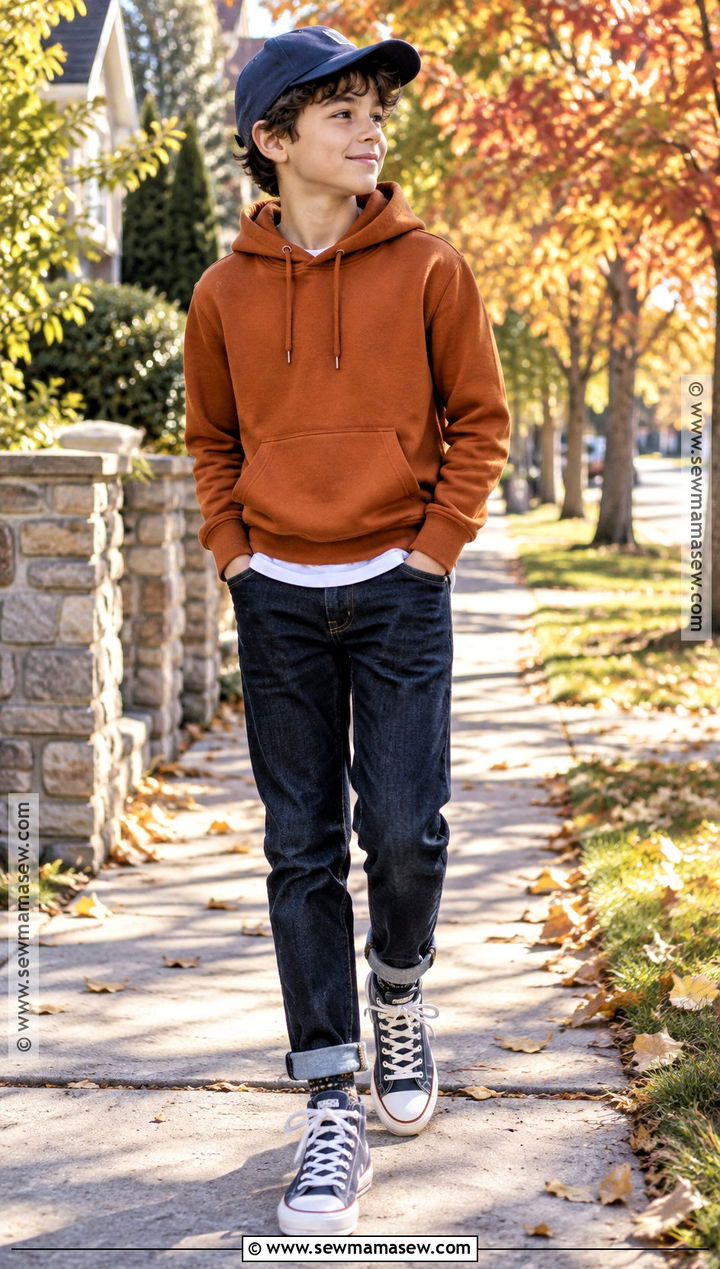 Boys Hoodie And Straight Jeans Fall Outfit - 20 boys fall outfits for kids
