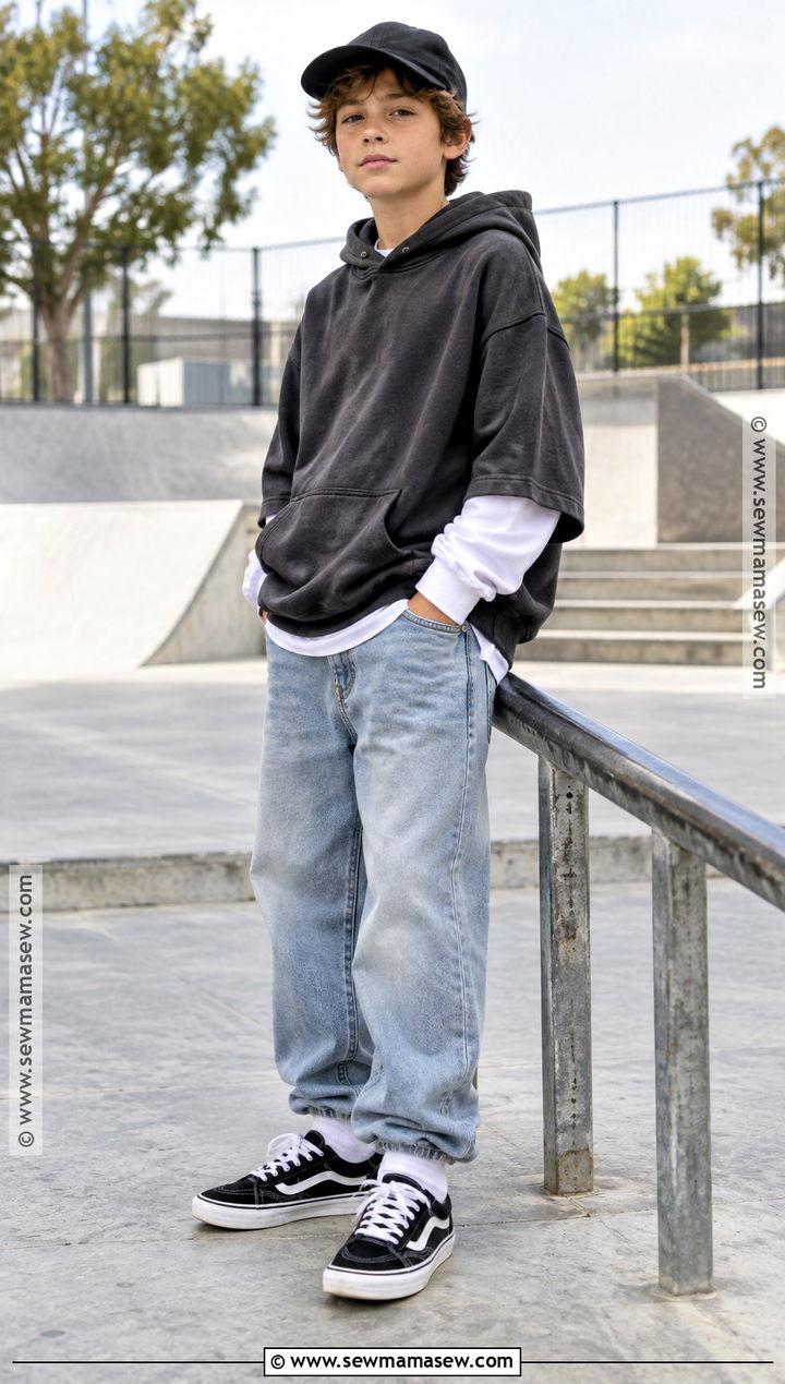 Boys Hoodie With Baggy Jeans And Skate Sneakers - 15 boys fall clothes