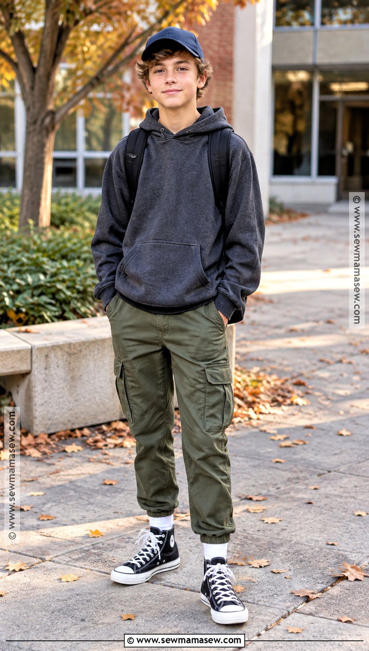 Boys Hoodie With Cargo Pants Outfit - 15 boys fall fashion ideas 2026