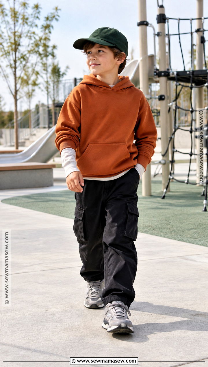 Boys Hoodie With Relaxed Cargo Pants Fall Outfit - 15 kids fall outfits for boys
