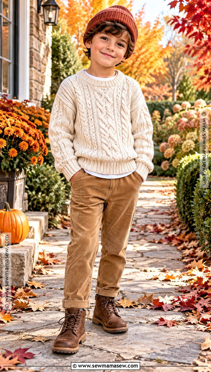Boys Knit Sweater With Corduroy Pants And Boots - 15 boys fall clothes