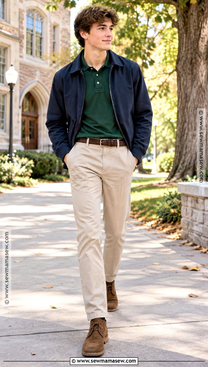 Boys Long Sleeve Polo And Chinos Fall Outfit - 25 boys fall outfits