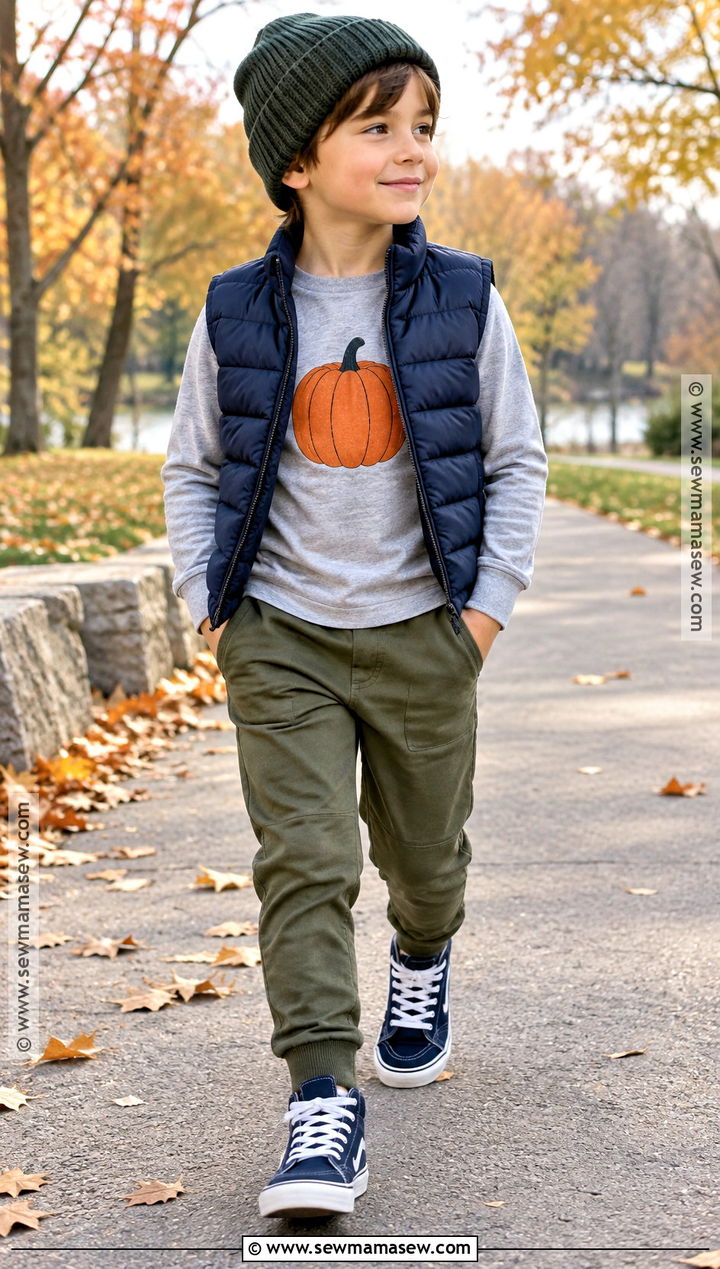 Boys Long Sleeve Pumpkin Shirt With Joggers - 15 boys pumpkin shirt ideas