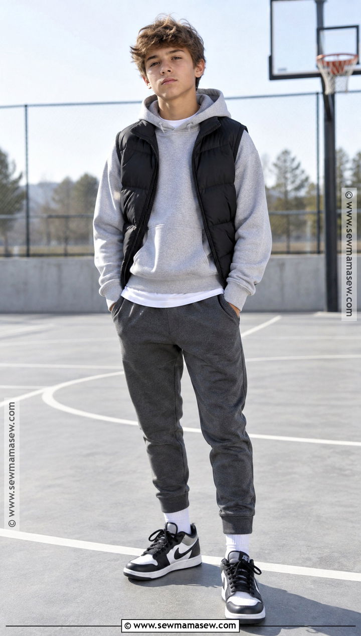 Boys Monochrome Gray Hoodie And Joggers Fall Outfit - 25 boys fall outfits