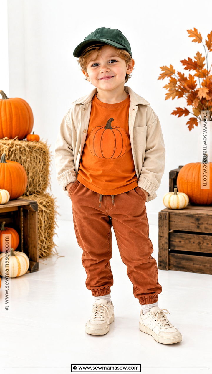 Boys Orange Pumpkin Shirt With Matching Pants - 15 boys pumpkin shirt ideas