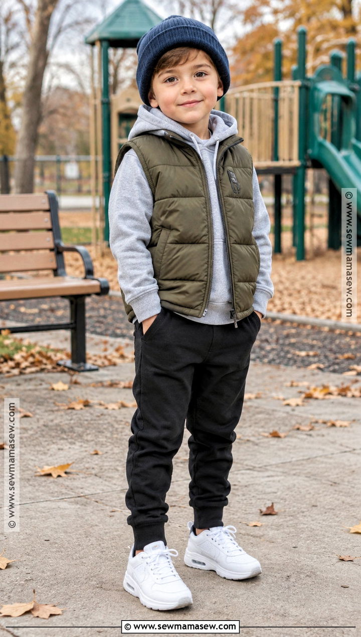 Boys Puffer Vest With Hoodie And Joggers - 15 boys fall clothes