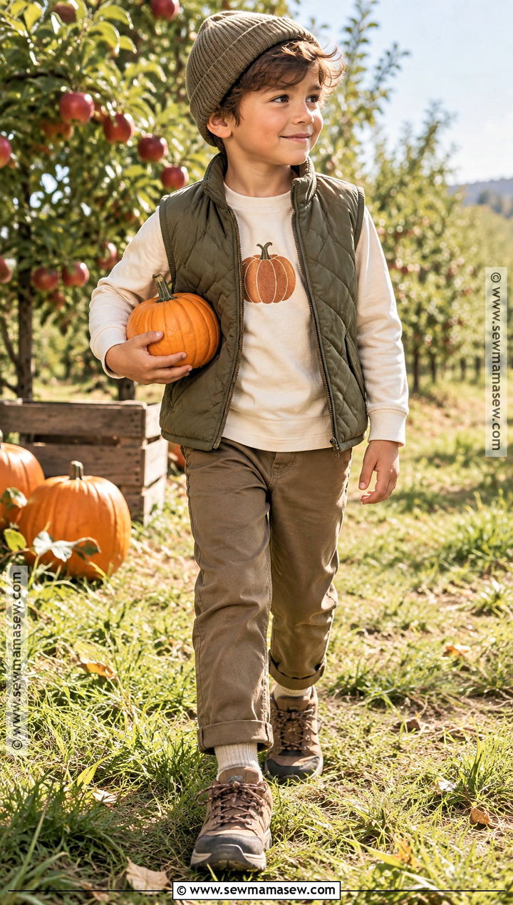 Boys Pumpkin Shirt With Quilted Vest And Chinos - 15 boys pumpkin shirt ideas