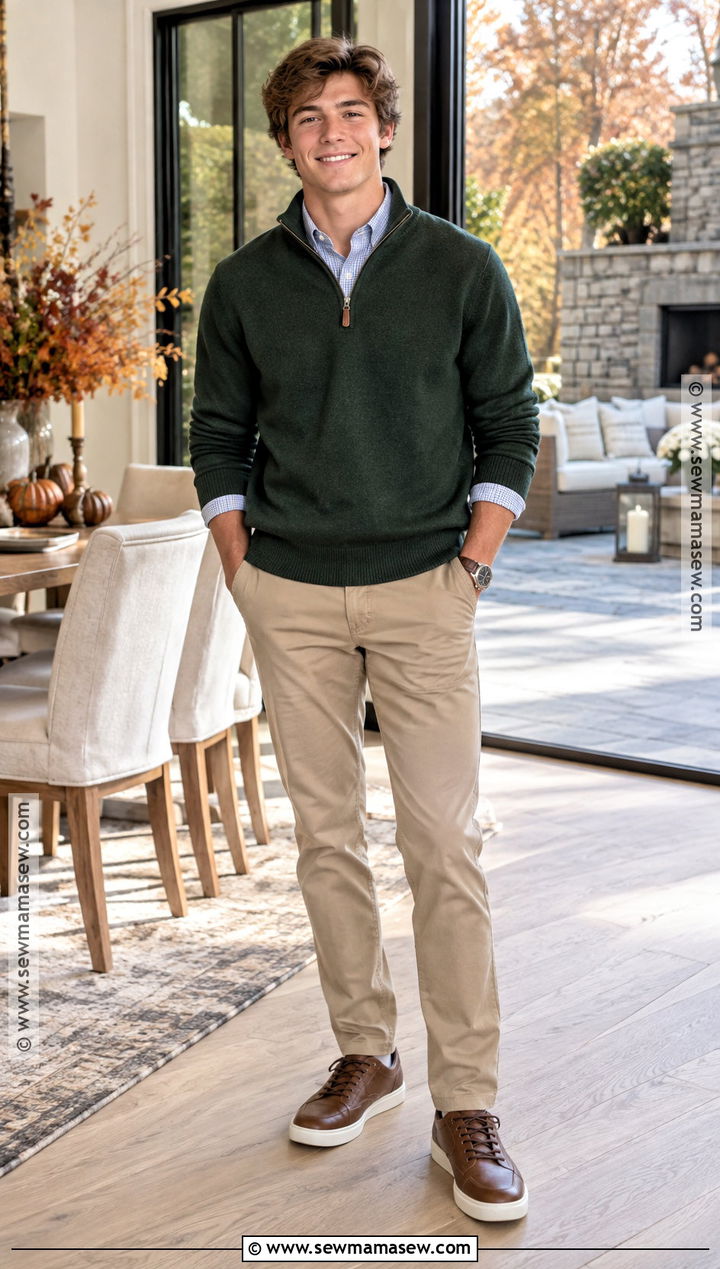 Boys Quarter Zip With Chinos And Sneakers - 15 boys fall clothes