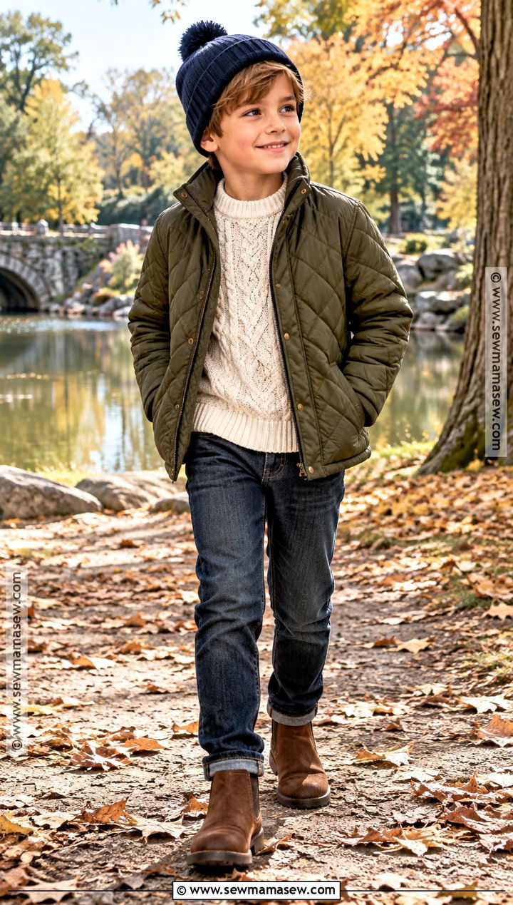 Boys Quilted Jacket And Knit Sweater Fall Outfit - 25 boys fall outfits