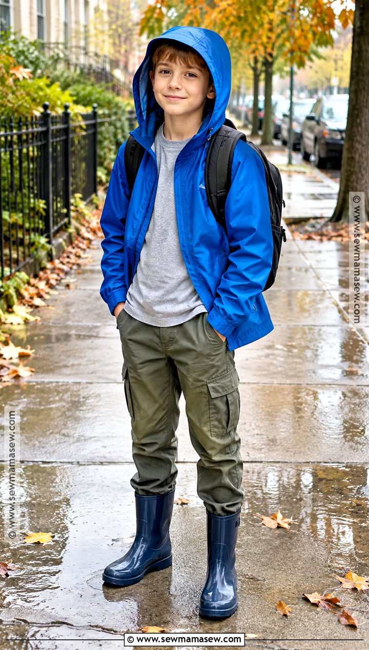 Boys Rain Jacket and Cargo Pants Outfit - 15 Casual Fall Outfits for Boys