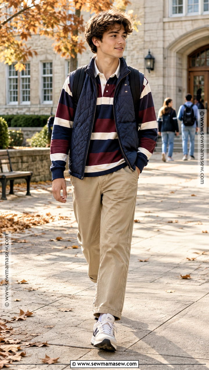 Boys Rugby Shirt And Khaki Pants Fall Outfit - 20 boys fall outfits for kids