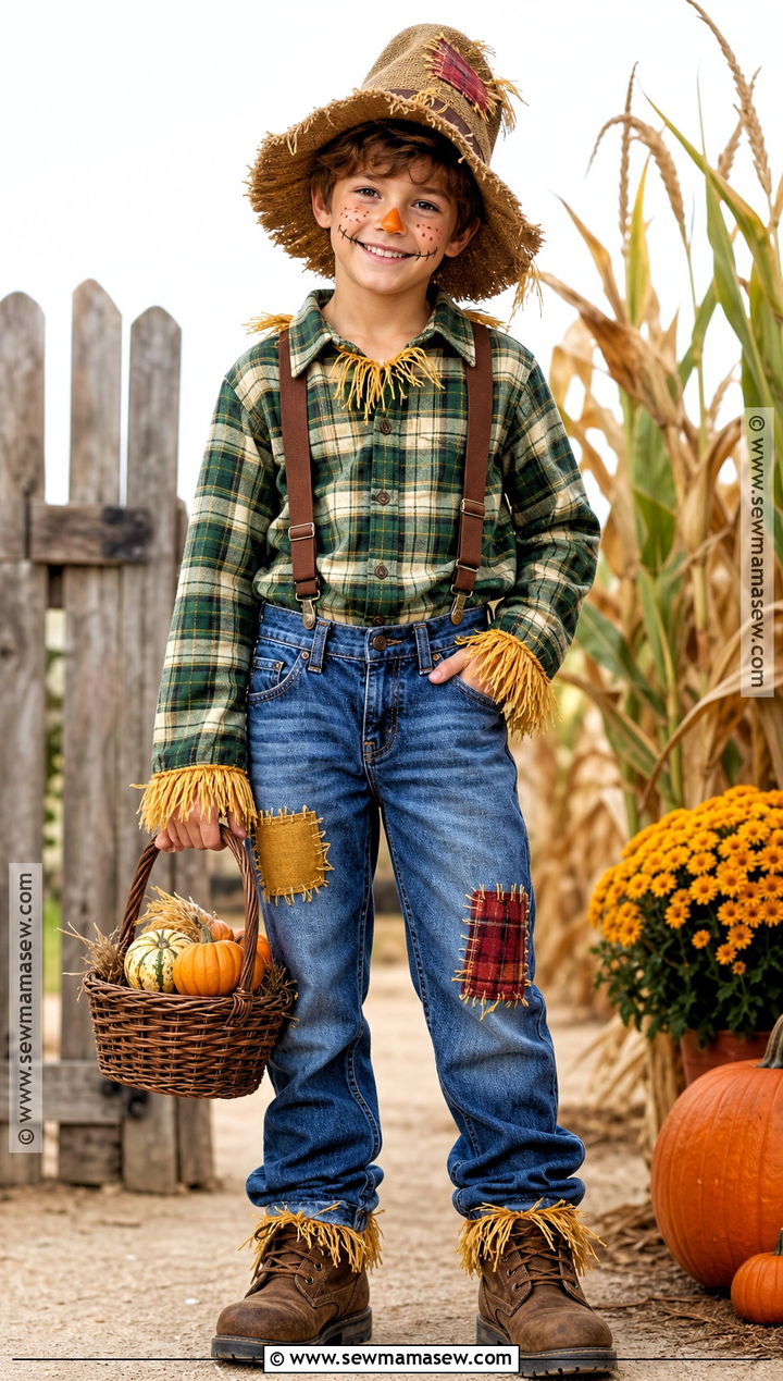 Boys Scarecrow Costume With Work Boots - 50 scarecrow costume ideas