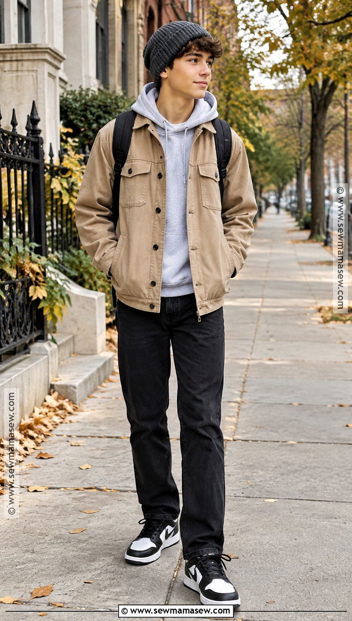 Boys Shacket And Black Jeans Fall Outfit - 15 boys fall style ideas
