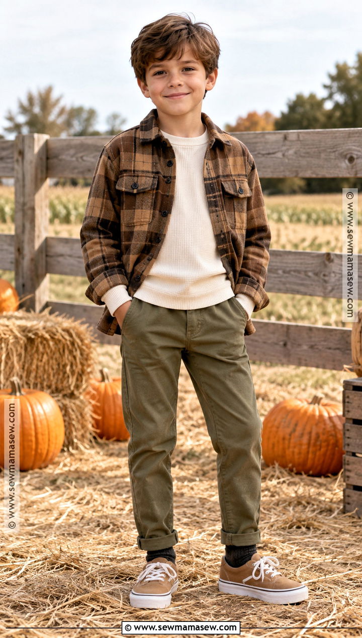 Boys Shacket And Twill Pants Fall Outfit - 20 boys fall outfits for kids