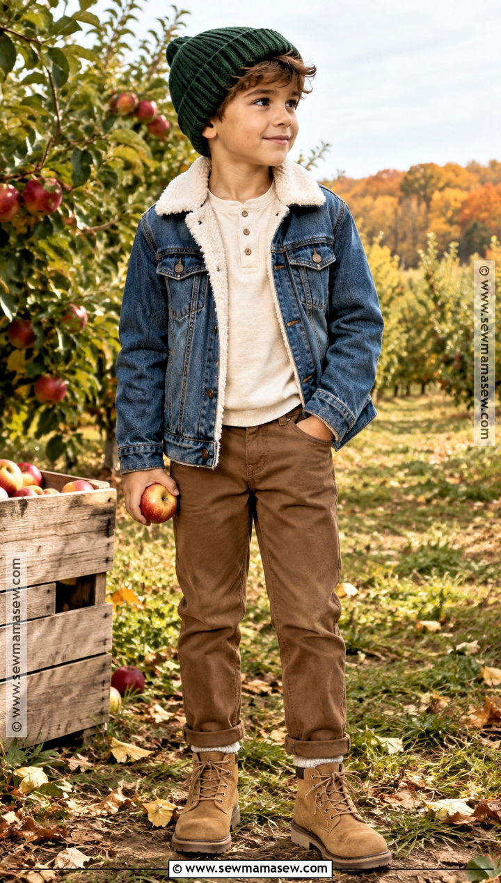 Boys Sherpa Jacket And Brown Pants Fall Outfit - 20 boys fall outfits for kids