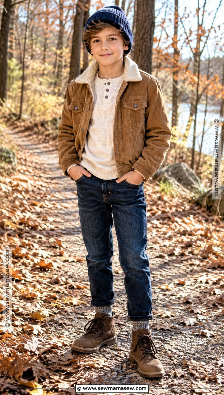 Boys Sherpa Jacket and Denim Outfit - 15 Casual Fall Outfits for Boys