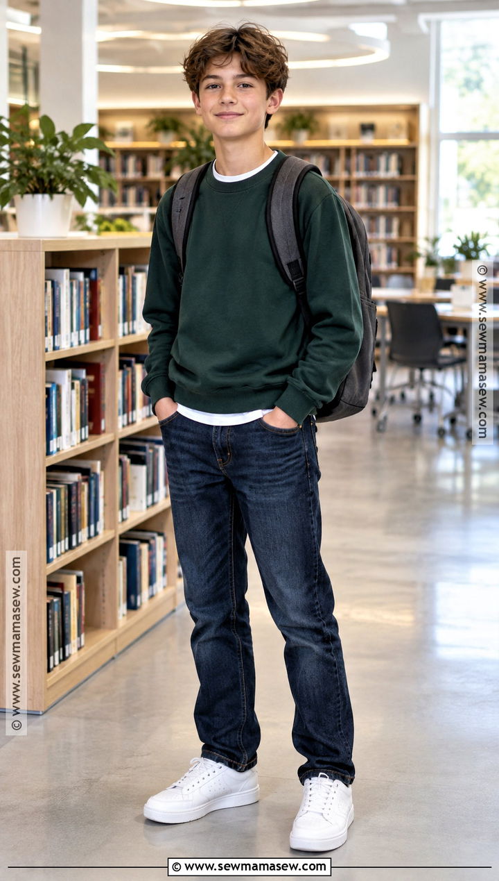 Boys Sweater And Dark Jeans Outfit - 15 boys back to school clothes