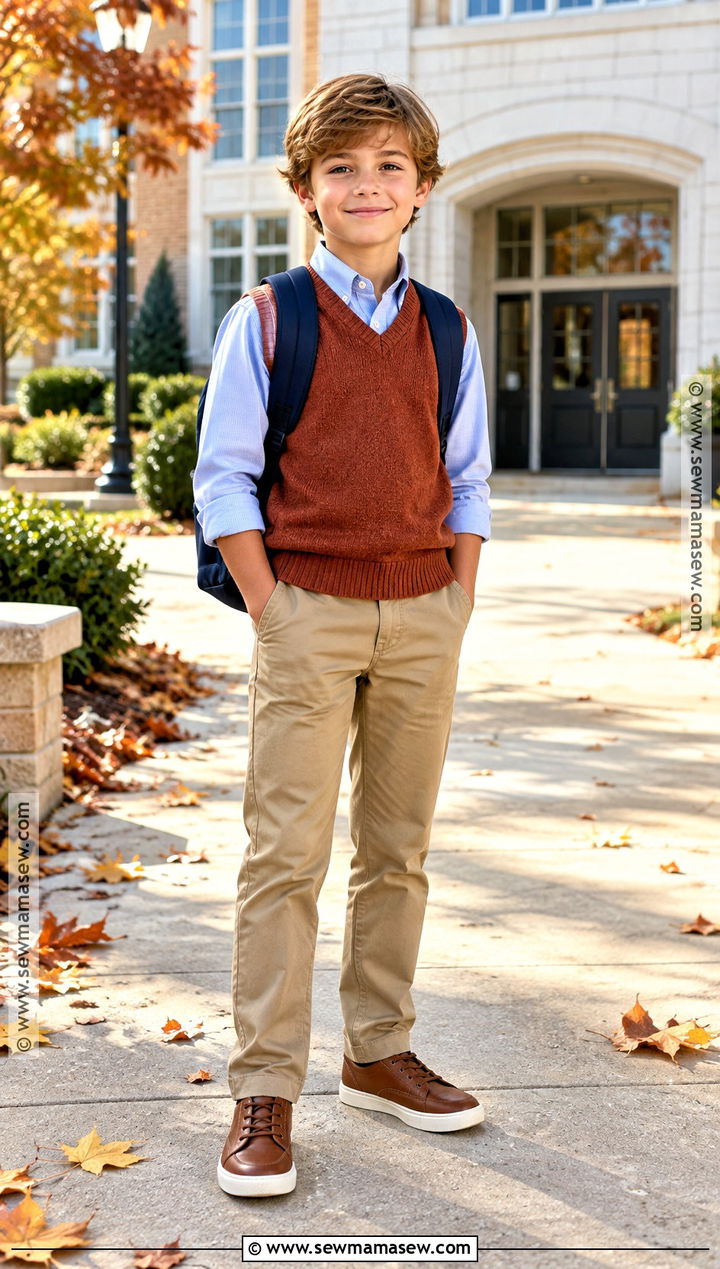Boys Sweater Vest And Button Down Fall Outfit - 25 boys fall outfits