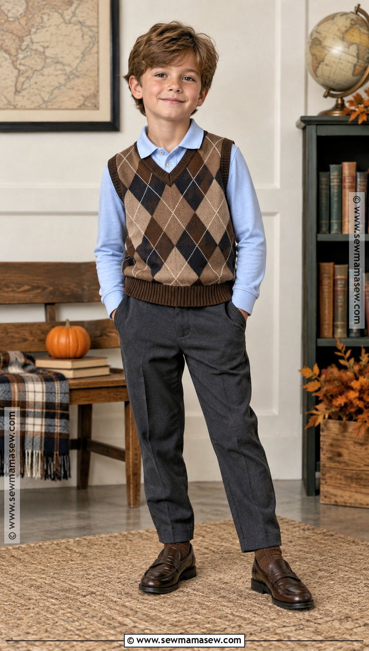 Boys Sweater Vest With Polo And Trousers - 15 boys fall clothes