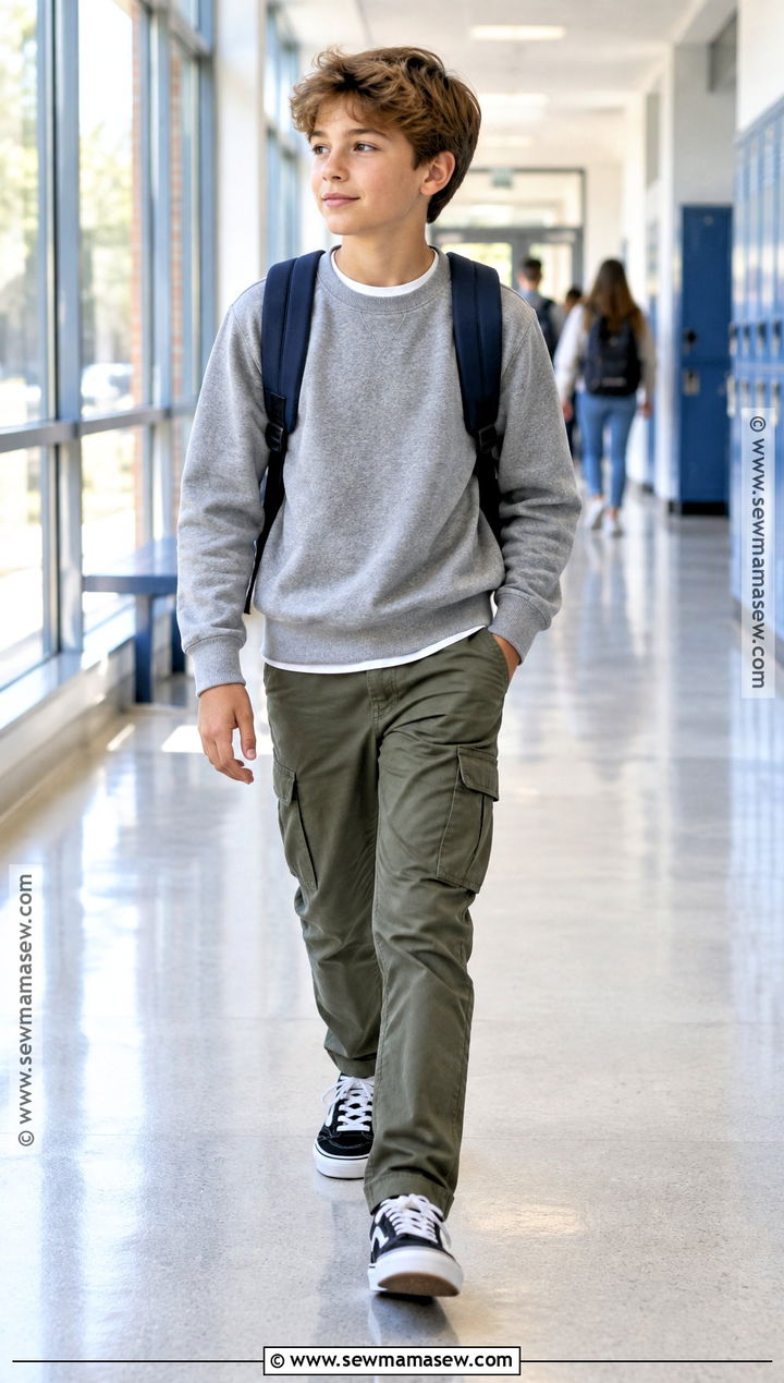 Boys Sweatshirt And Cargo Pants Outfit - 15 boys capsule wardrobe back to school ideas