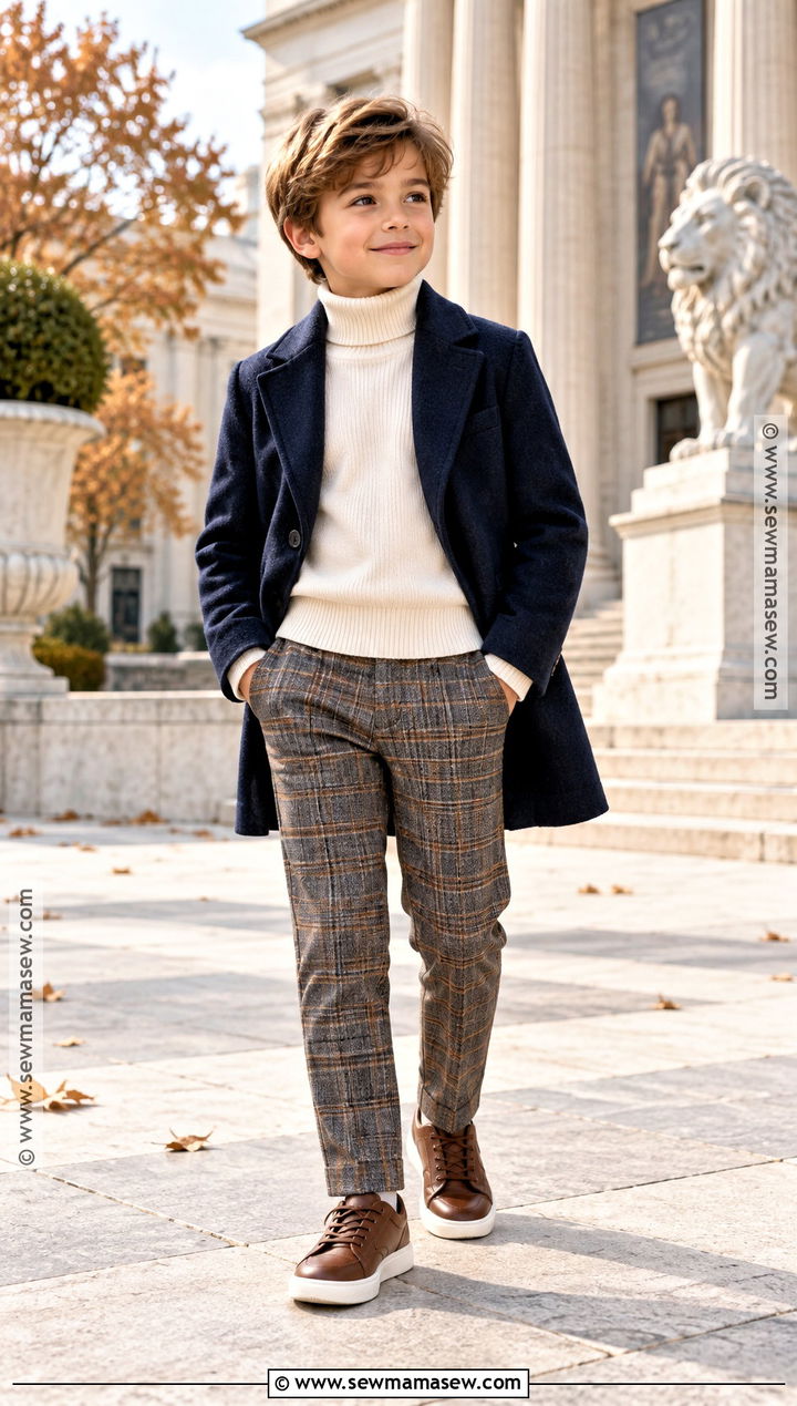 Boys Turtleneck And Plaid Pants Fall Outfit - 25 boys fall outfits