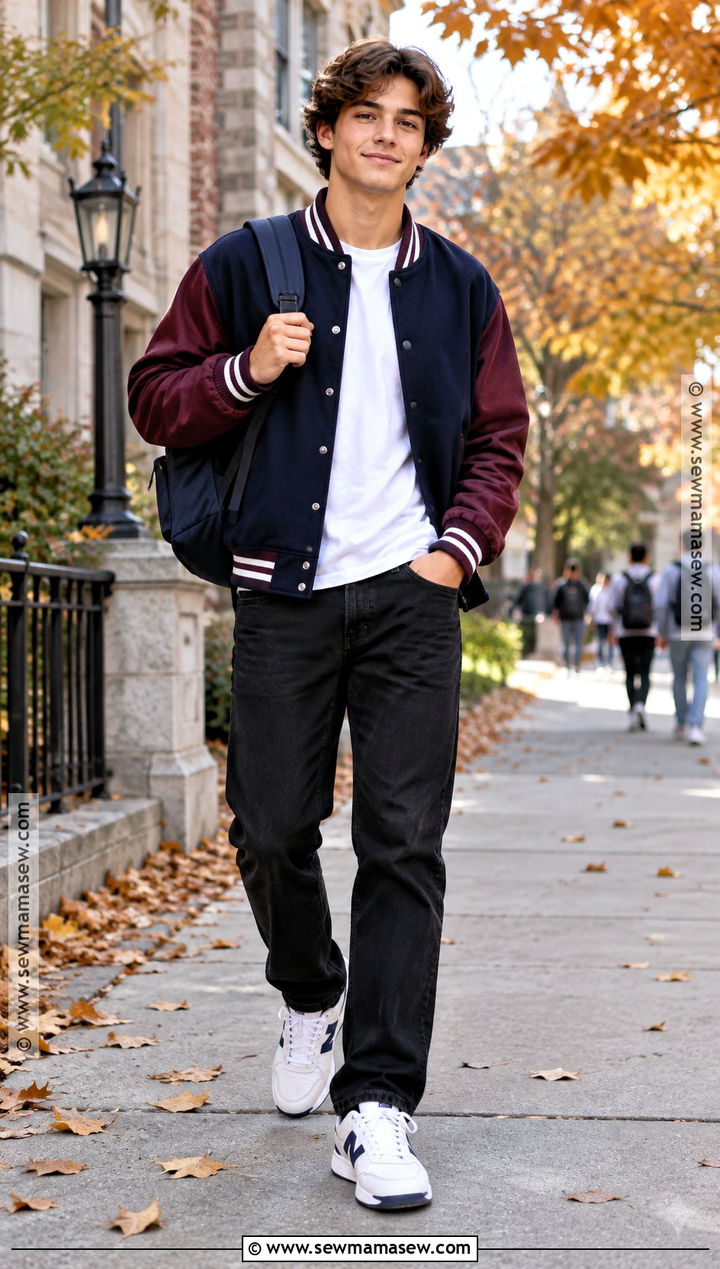 Boys Varsity Jacket With Black Jeans Outfit - 15 boys fall fashion ideas 2026