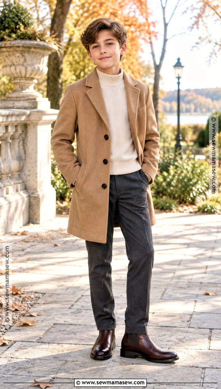 Boys Wool Coat And Trousers Fall Outfit - 15 boys fall style ideas