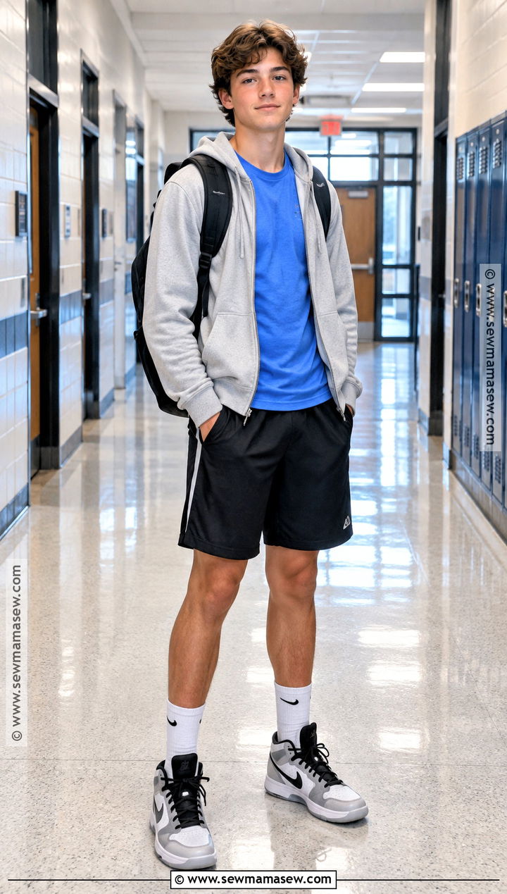 Boys Zip Hoodie And Basketball Shorts Outfit - 15 boys back to school clothes