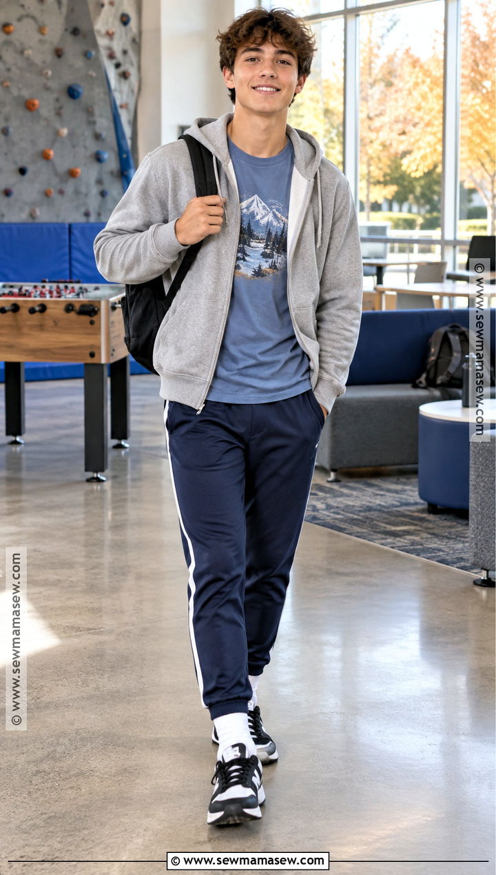 Boys Zip Hoodie and Track Pants Outfit - 15 Casual Fall Outfits for Boys