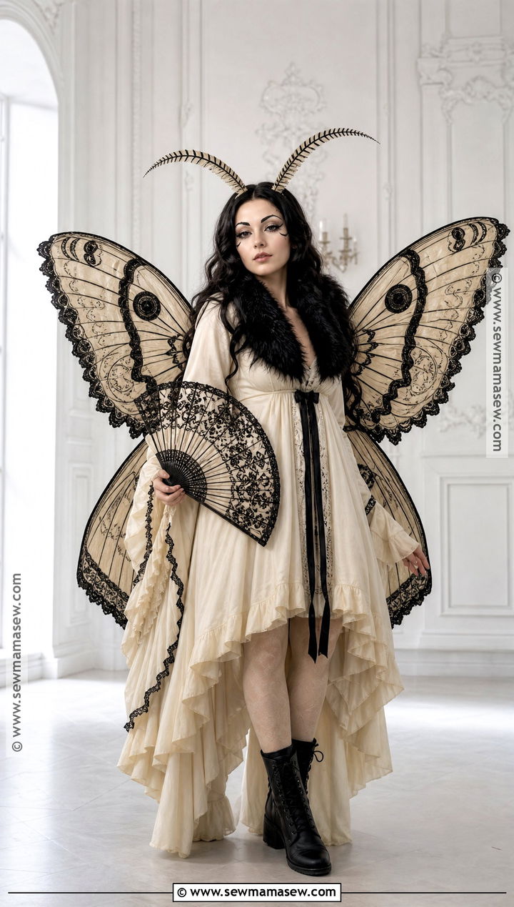 Brahmin Moth Cosplay With Black Lace Wings - 30 Moth Cosplay Ideas