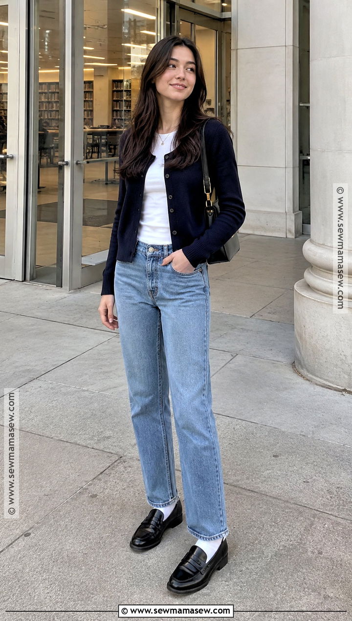 Brandy Cardigan And Straight Leg Jeans Outfit - 15 brandy back to school outfits