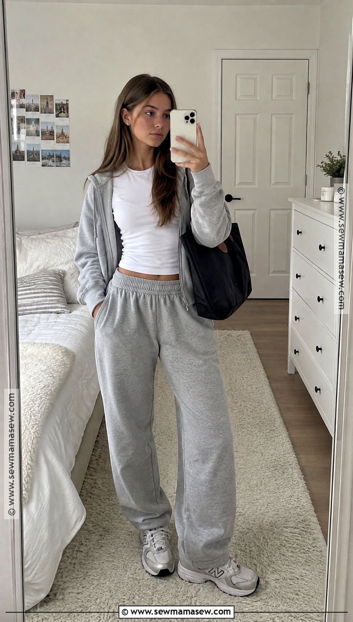 Brandy Sweatpants And Fitted Tee Outfit - 15 brandy back to school outfits