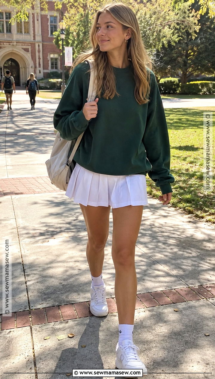 Brandy Sweatshirt And Tennis Skirt Outfit - 15 brandy back to school outfits