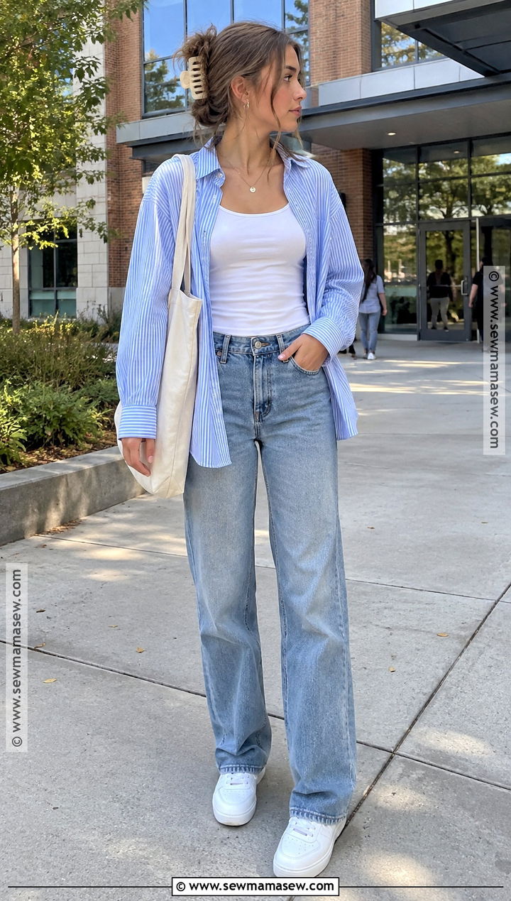 Brandy Tank Top And Oversized Shirt Outfit - 15 brandy back to school outfits