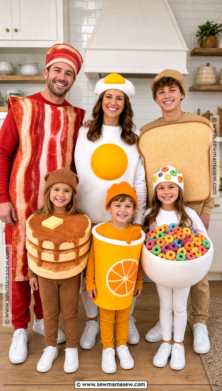 Breakfast Food Family Costume For Six - 30 family of 6 halloween costumes