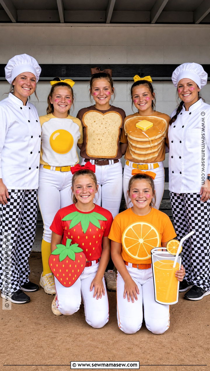 Breakfast Food Softball Team Costume - 35 softball team halloween costume ideas