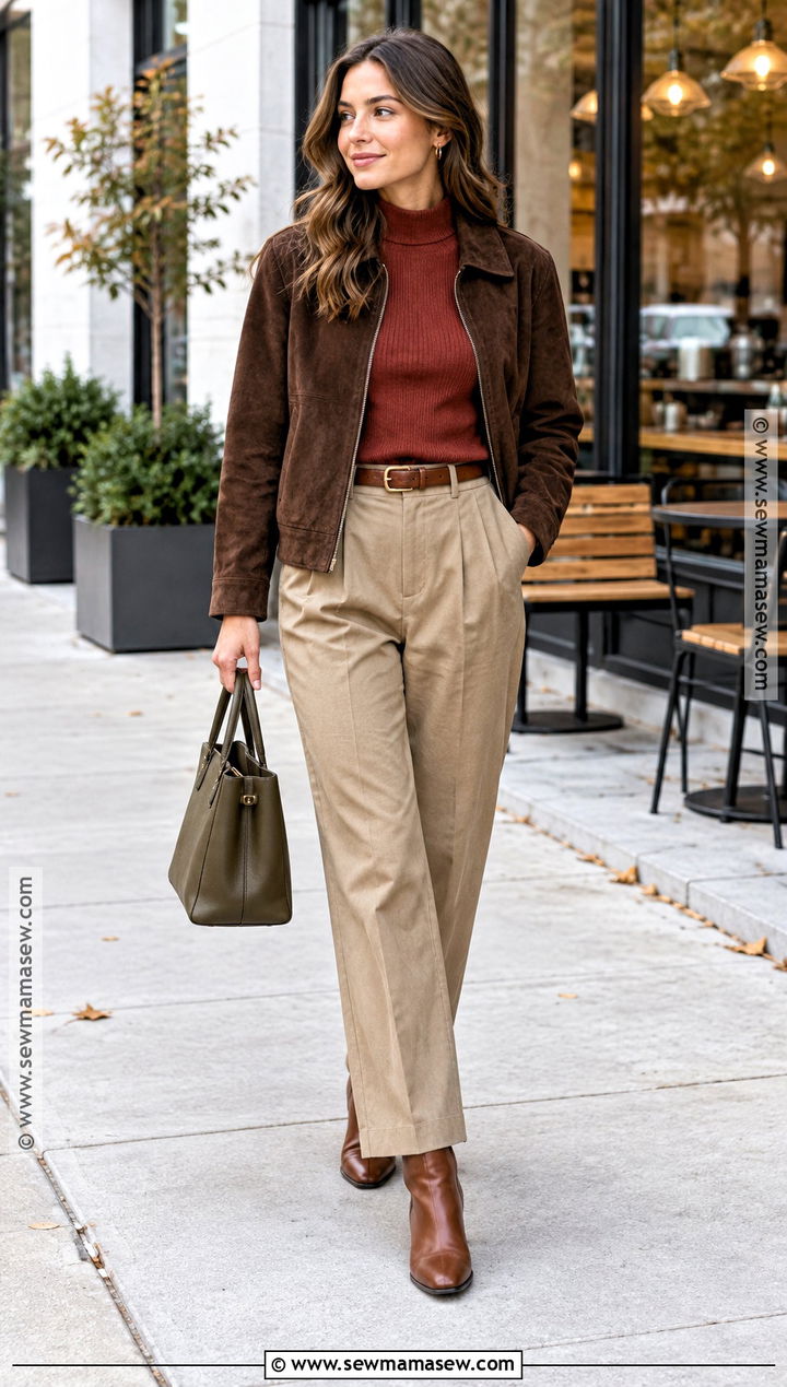Brick Red And Khaki Autumn Outfit - 25 autumn color palette outfits