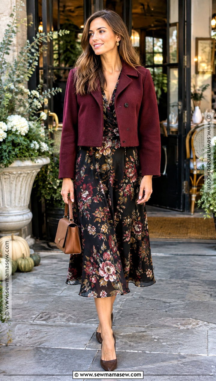 Bridal Brunch Guest Black Floral Dress Outfit - 15 Bridal Brunch Outfit Guest Fall Ideas