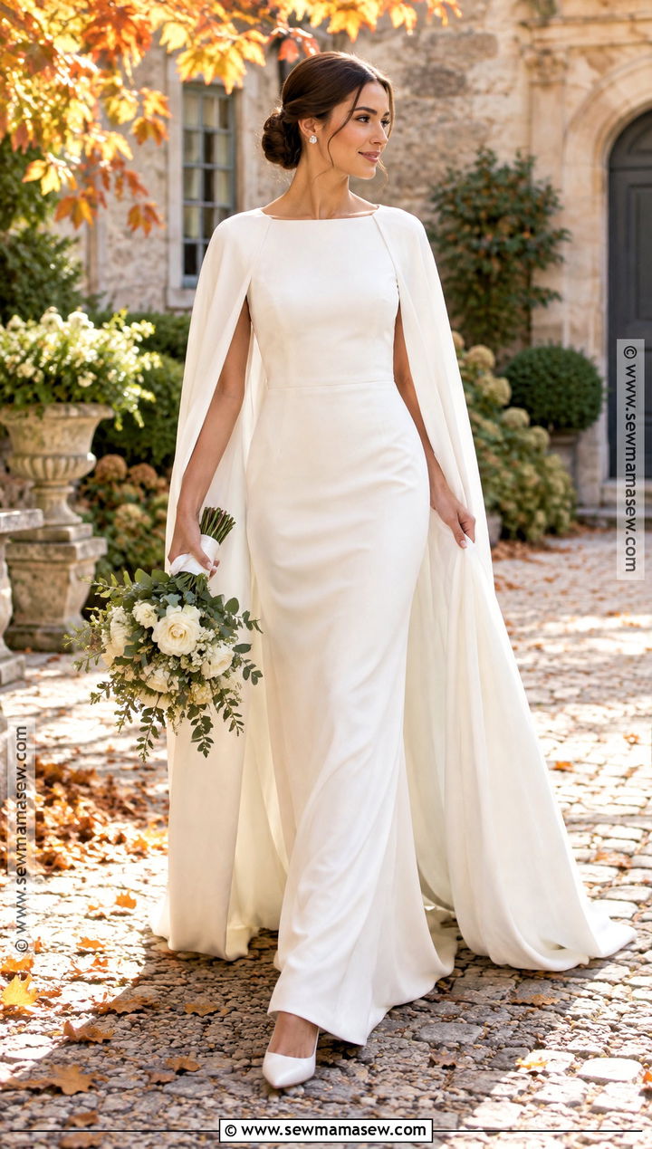 Bridal Cape Fall Wedding Dress - 15 simple wedding dress fall ideas
