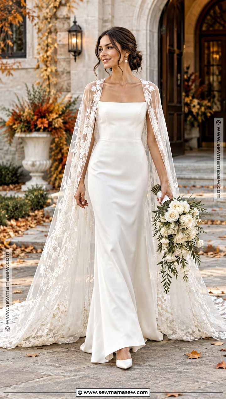Bridal Cape Fall Wedding Look - 15 fall bridal looks